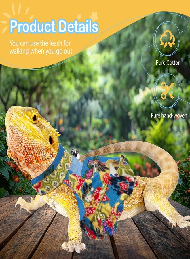 hokable Lizard Harness Dress and Leash, Adjustable Hamster Ferret Harness and Leash Set, No-Pull Walking Vest for Lizard Small Animal Gecko Chameleon (flowercolor M - Image 3